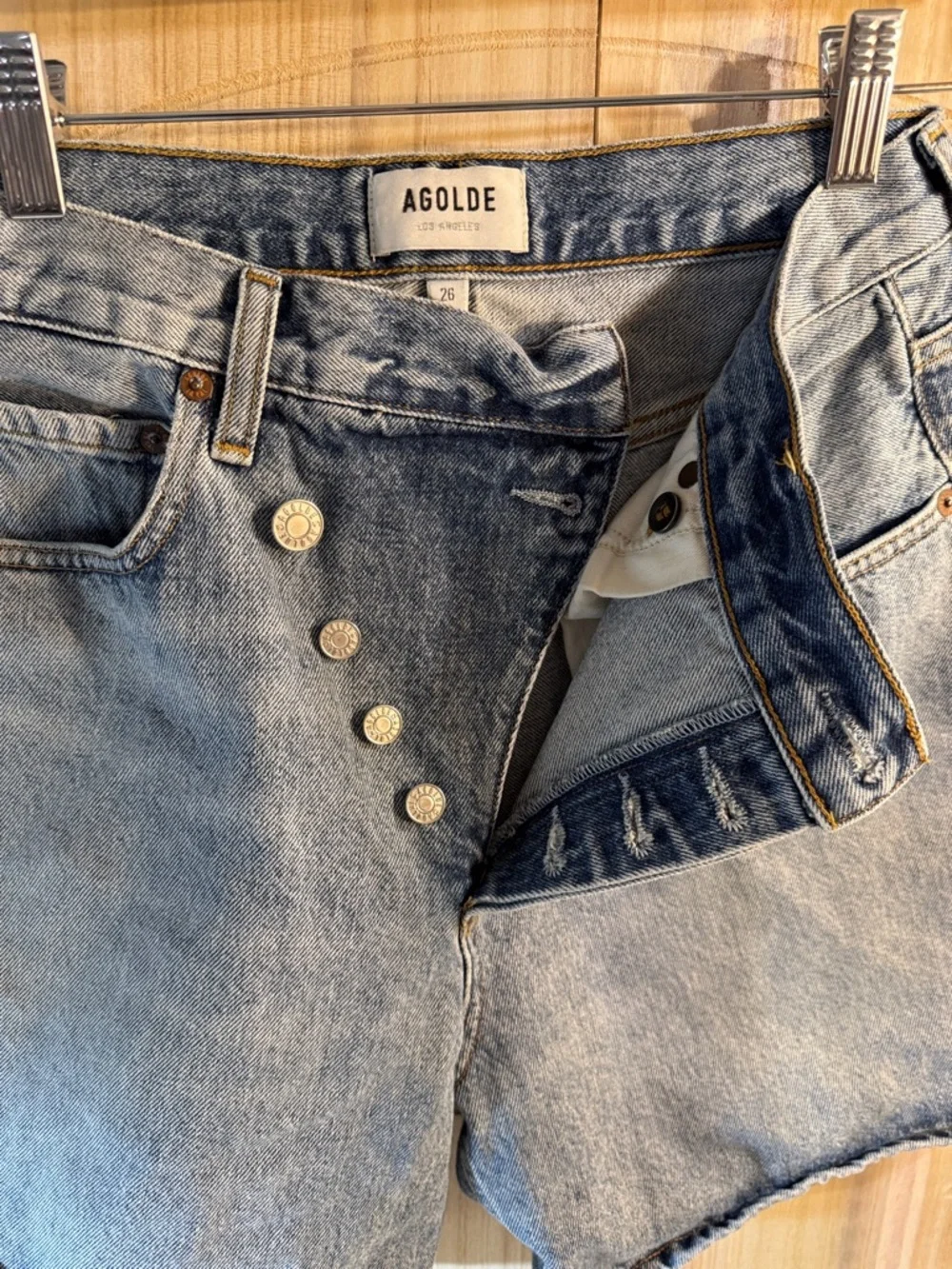Agolde Light Blue High-Rise Denim Shorts - Picture 5 of 5